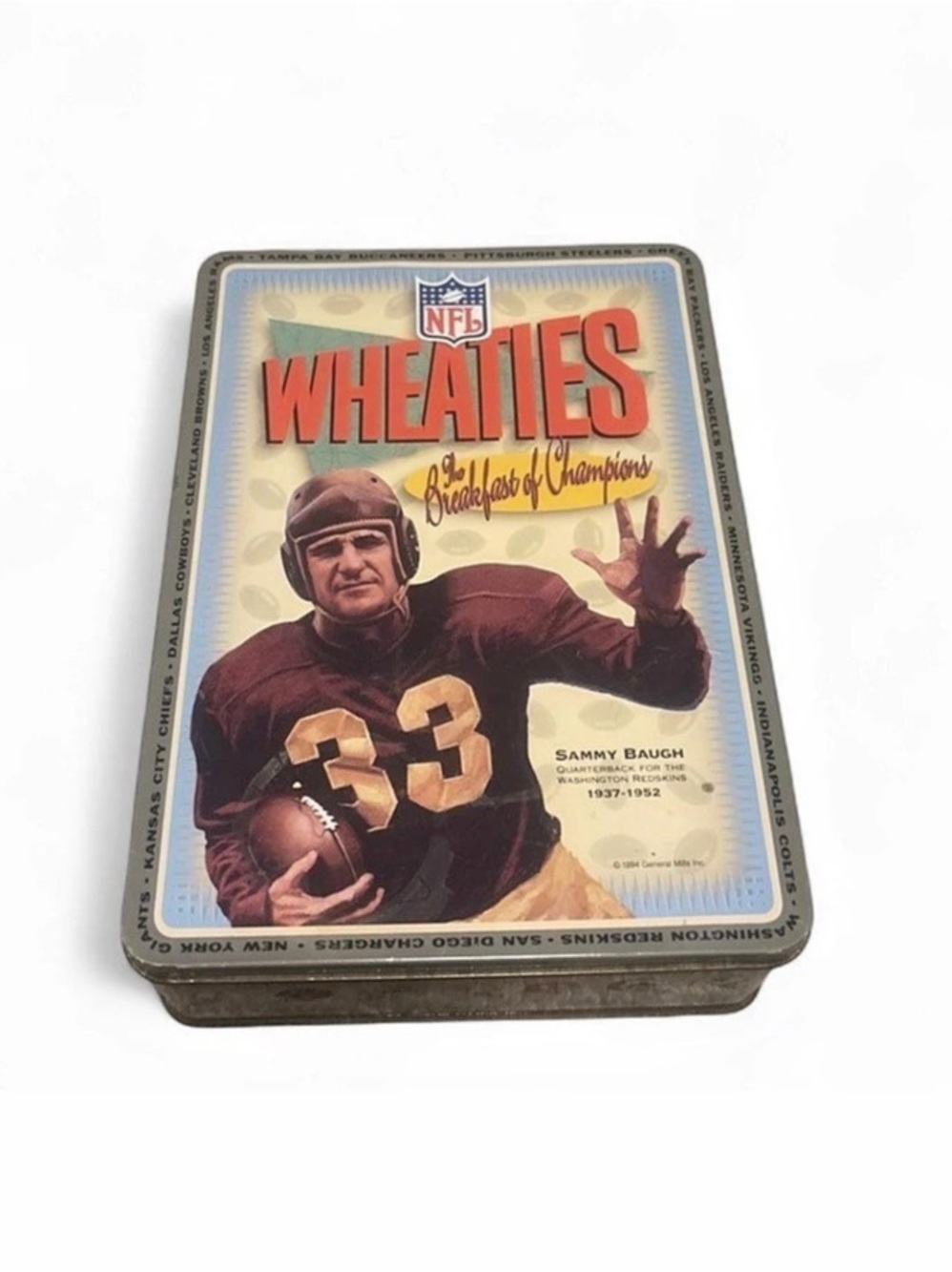 Wheaties Sammy Baugh NFL 75th Anniversary Collectible Tin in Brown & Blue